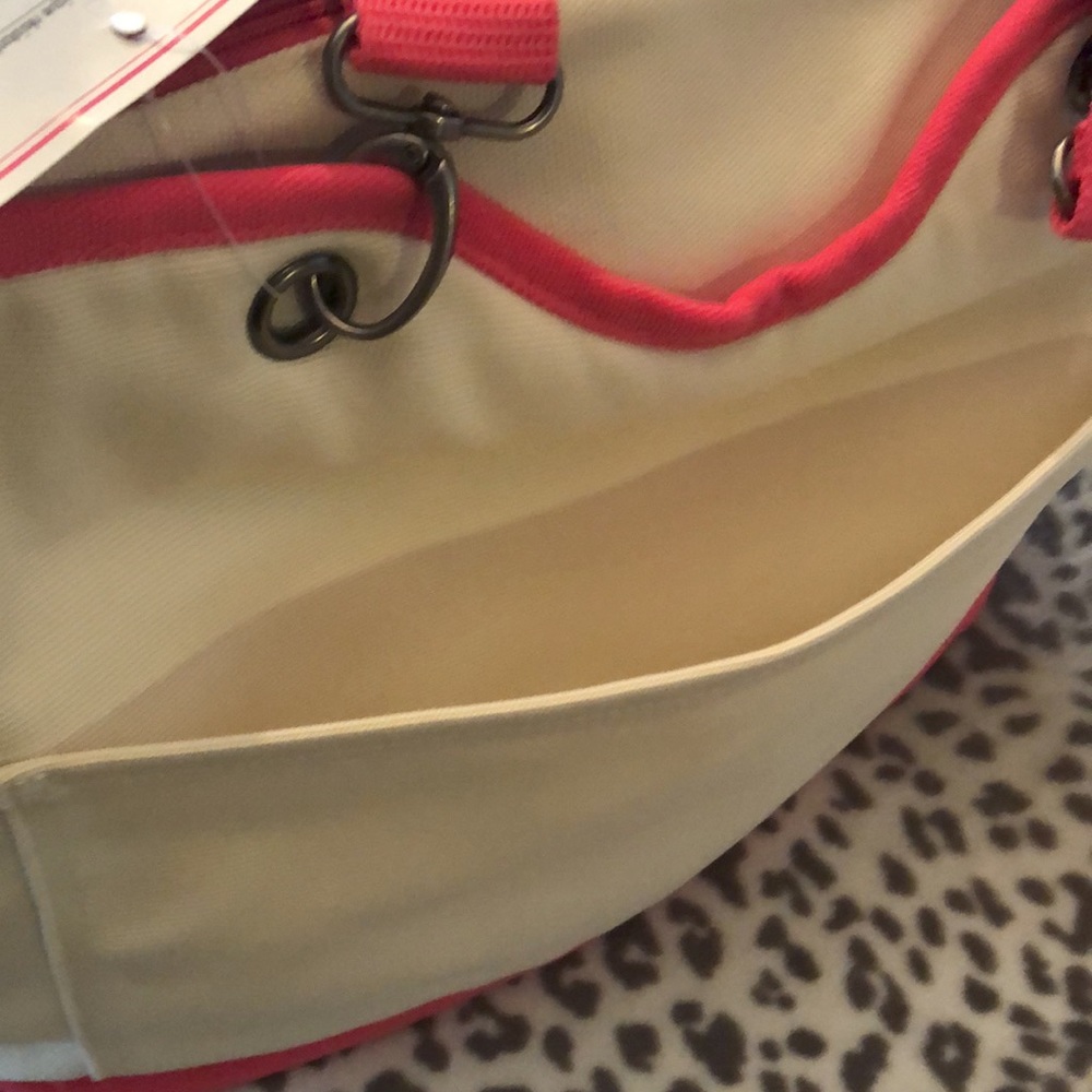Thirty-One Canvas Crew Thermal Tote in Natural with Coral - Picture 6 of 16